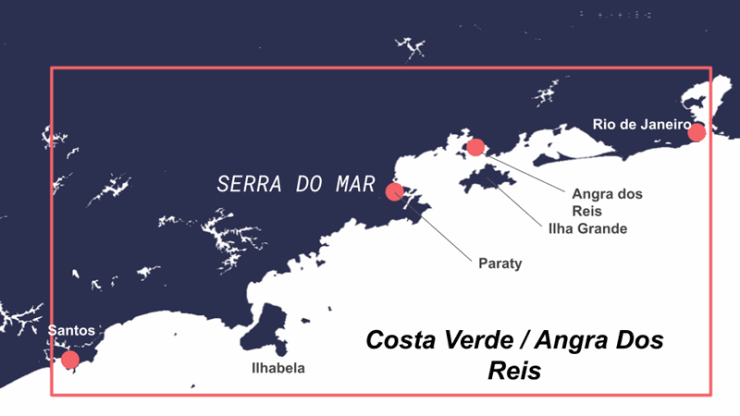 Mapa obszaru żeglarskiego Costa Verde w Brazylii